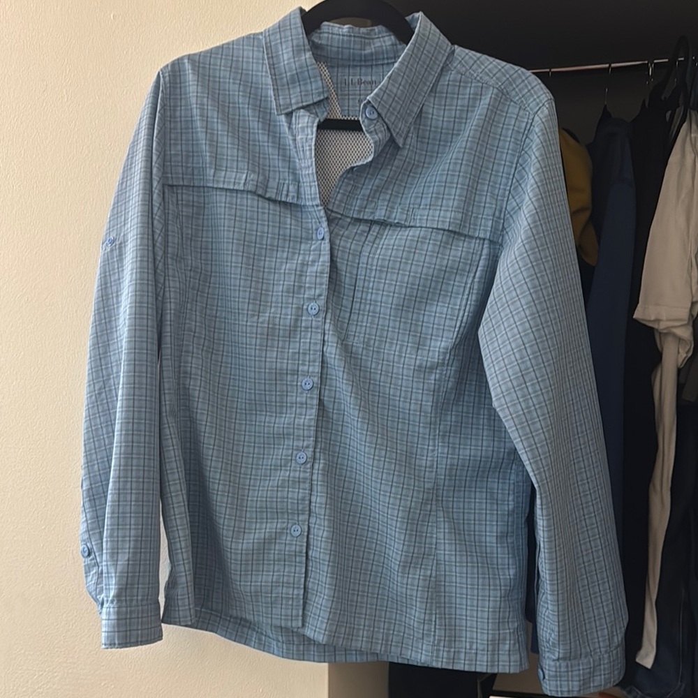 L.L. Bean Men's Light Blue Plaid Shirt Jacket